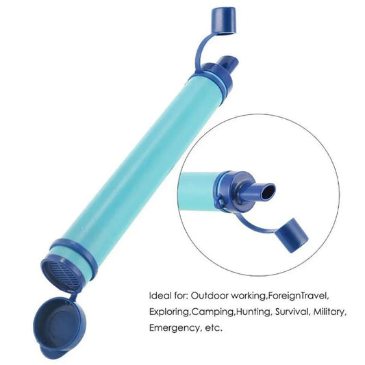 Blue water filter with a detailed view of the filter mechanism on a white background.