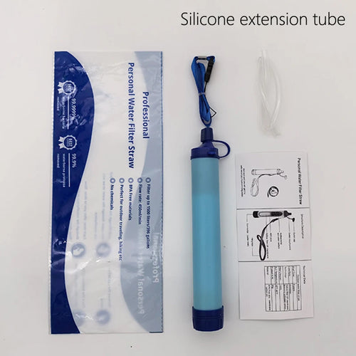 Blue silicone extension tube with packaging and instructions on a white background